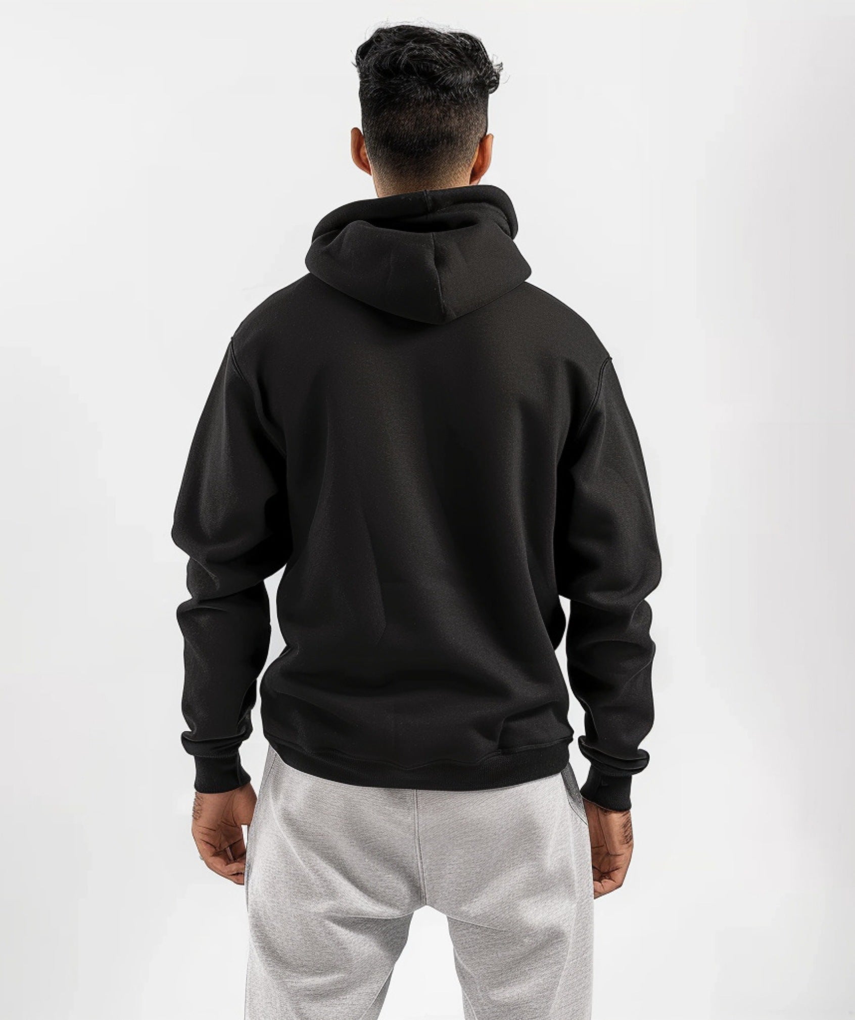 Apex™ black Comfort Hoodie back view - high-performance sweatshirt