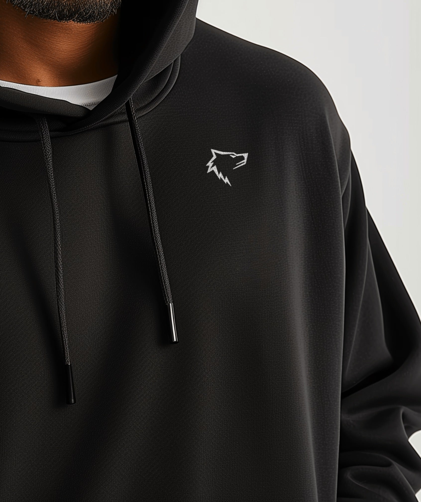 Apex™ black Comfort Hoodie side view - eco-friendly activewear