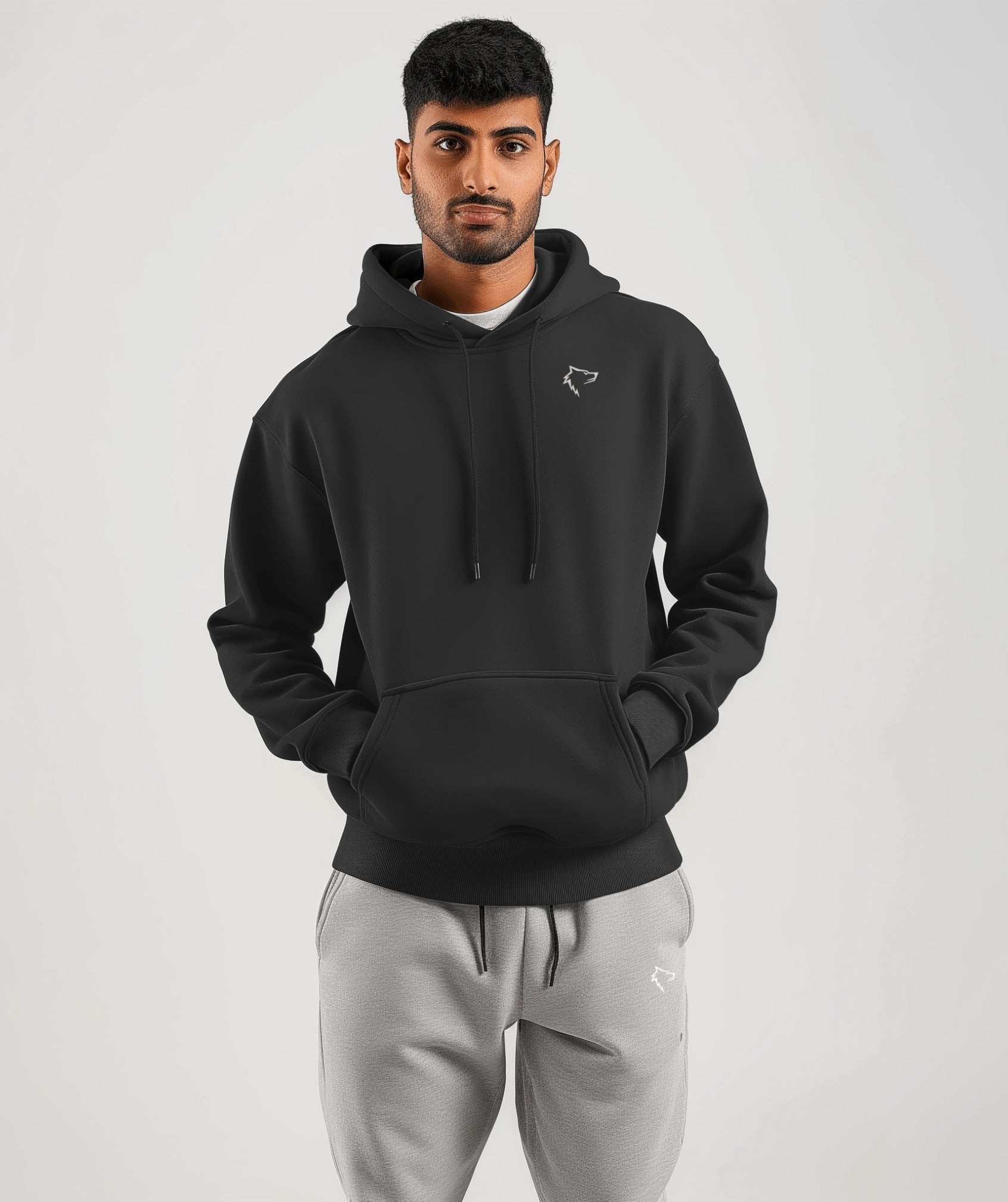 Apex™ dark grey Comfort Hoodie front view - sustainable and cozy hoodie