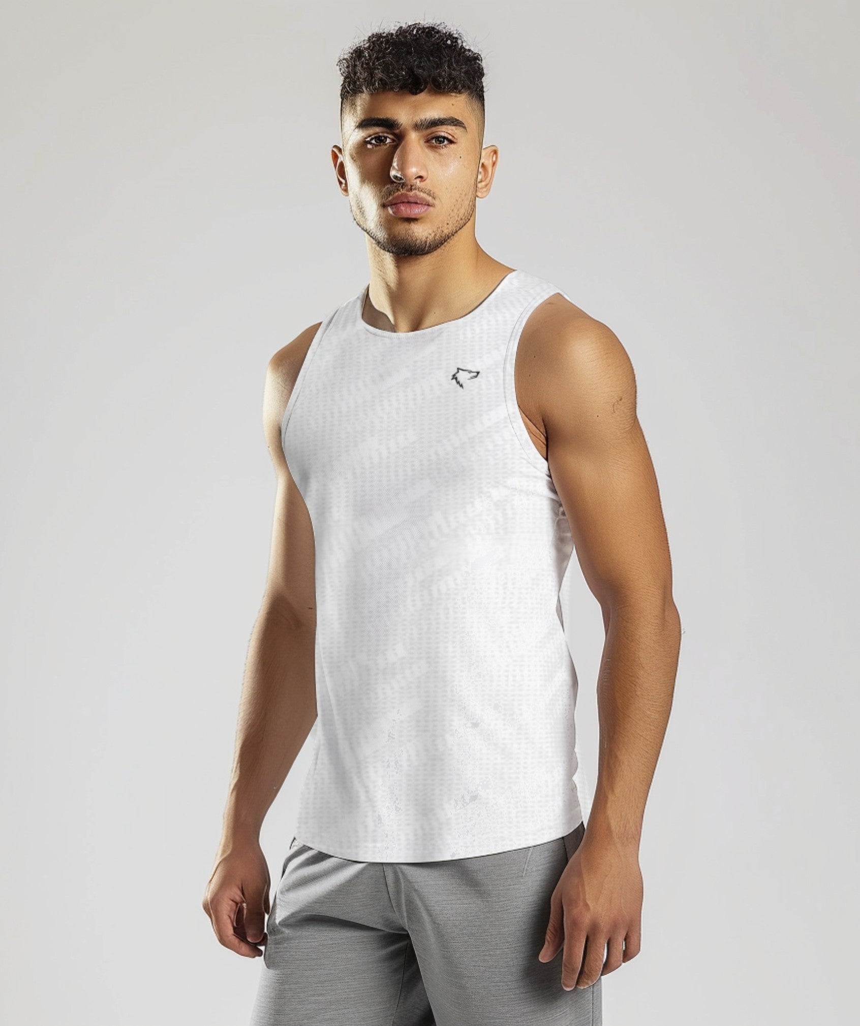 Apex™ white Flex Tank Top front view - eco-friendly and flexible top