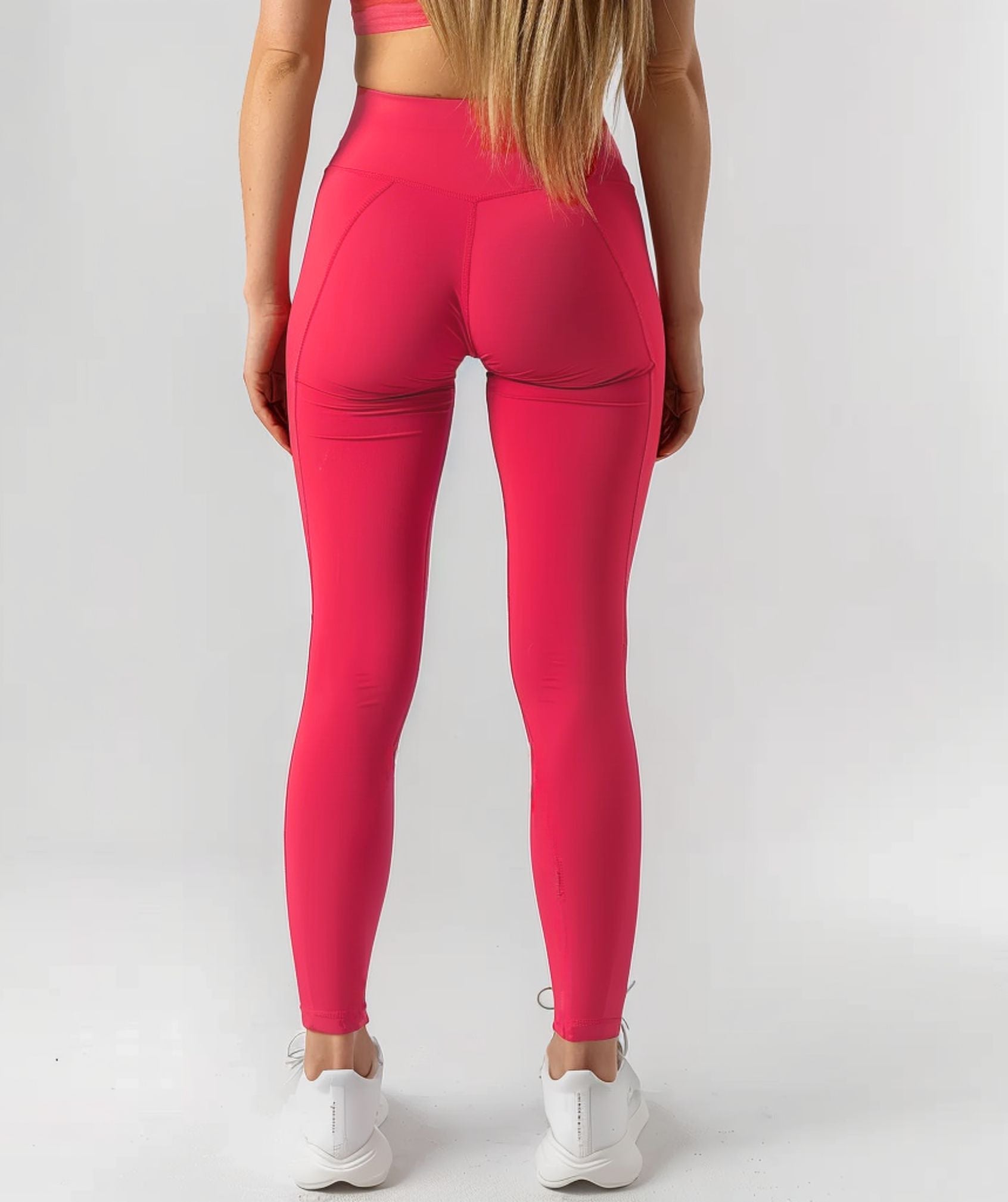 Apex™ red Harmony Leggings back view - sustainable activewear