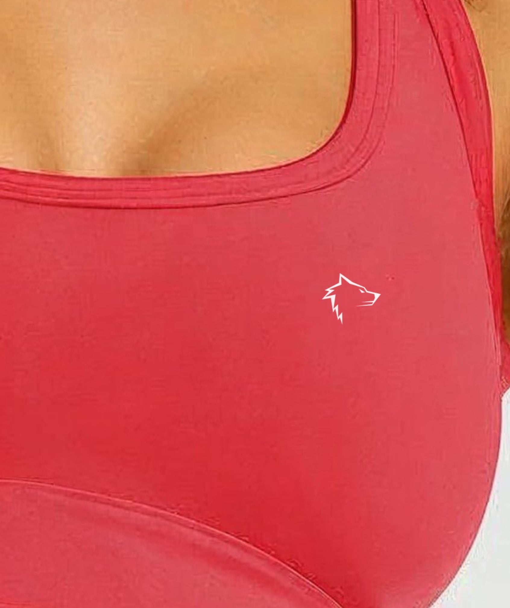 Apex™ red Radiant Bra close-up - detailed look at eco-friendly fabric