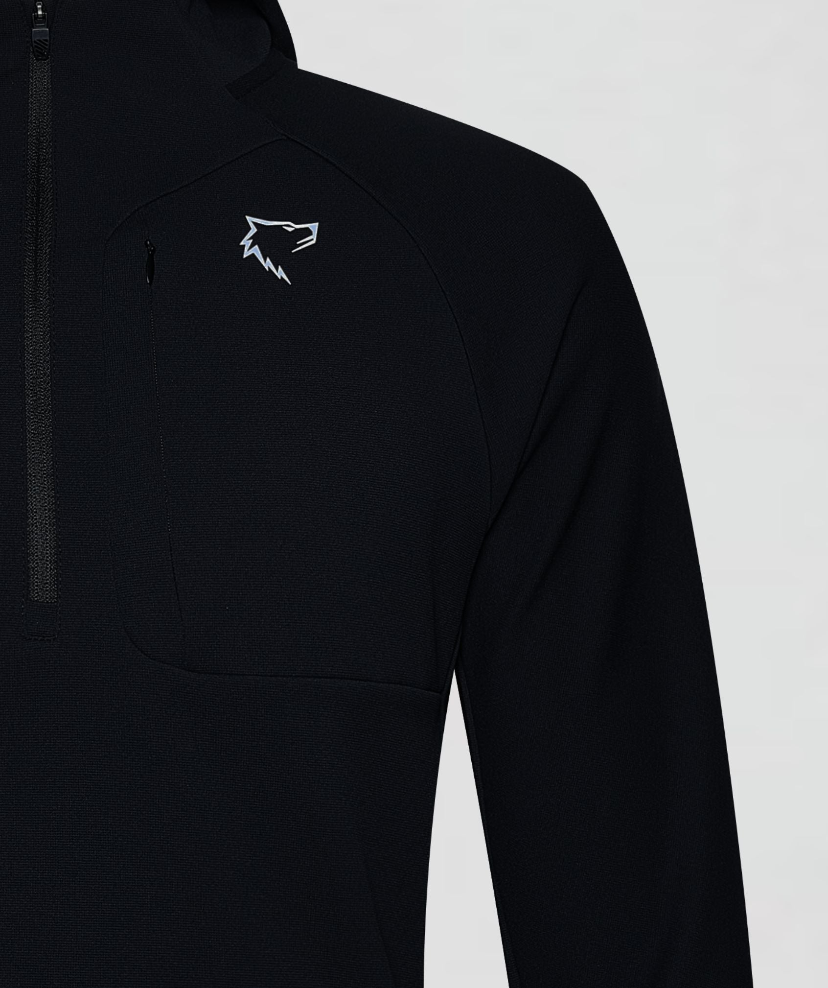 Apex™ black Summit Hoodie close-up - detailed look at eco-friendly fabric