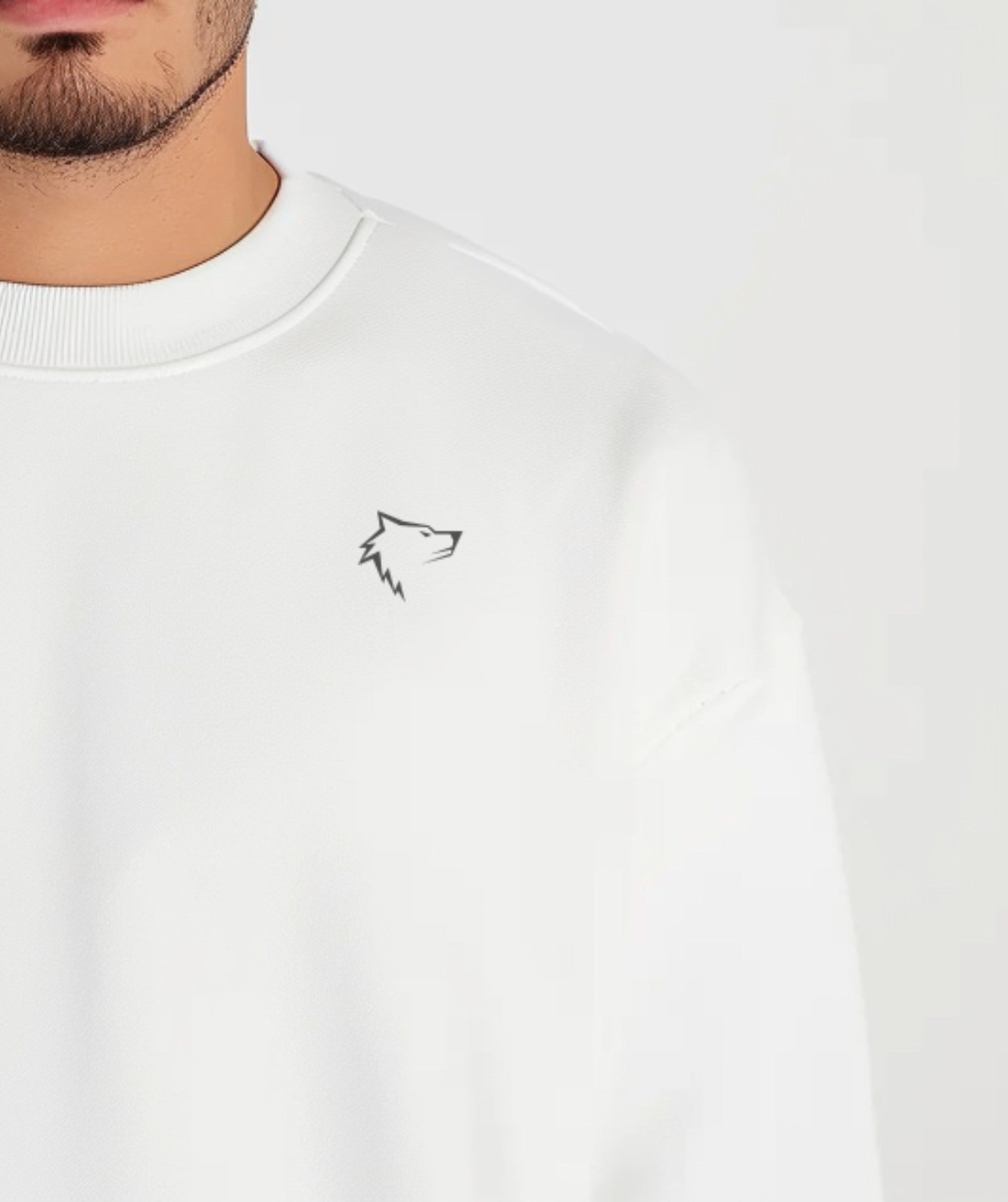 Apex™ white Alpha Fix sweatshirt front view - sustainable long sleeve