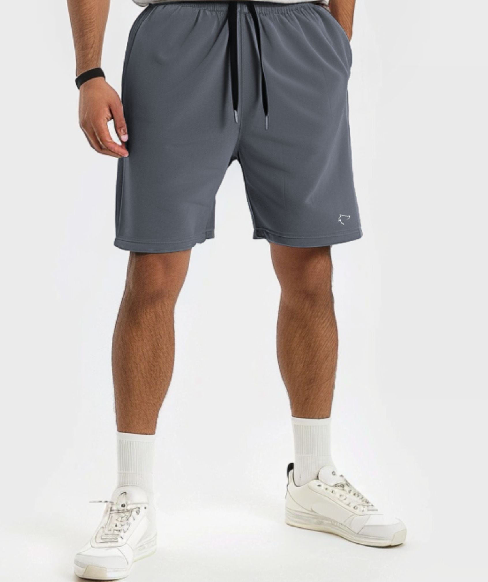 Apex™ gray Pinnacle Shorts front view - eco-friendly and durable shorts
