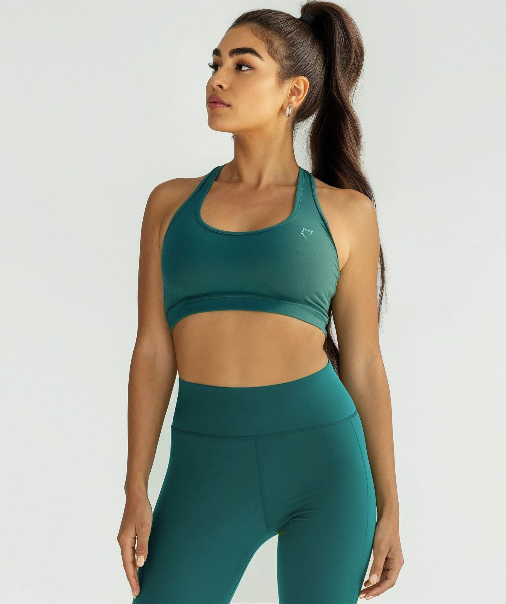 Apex™ green Radiant Bra front view - eco-friendly and supportive sports bra