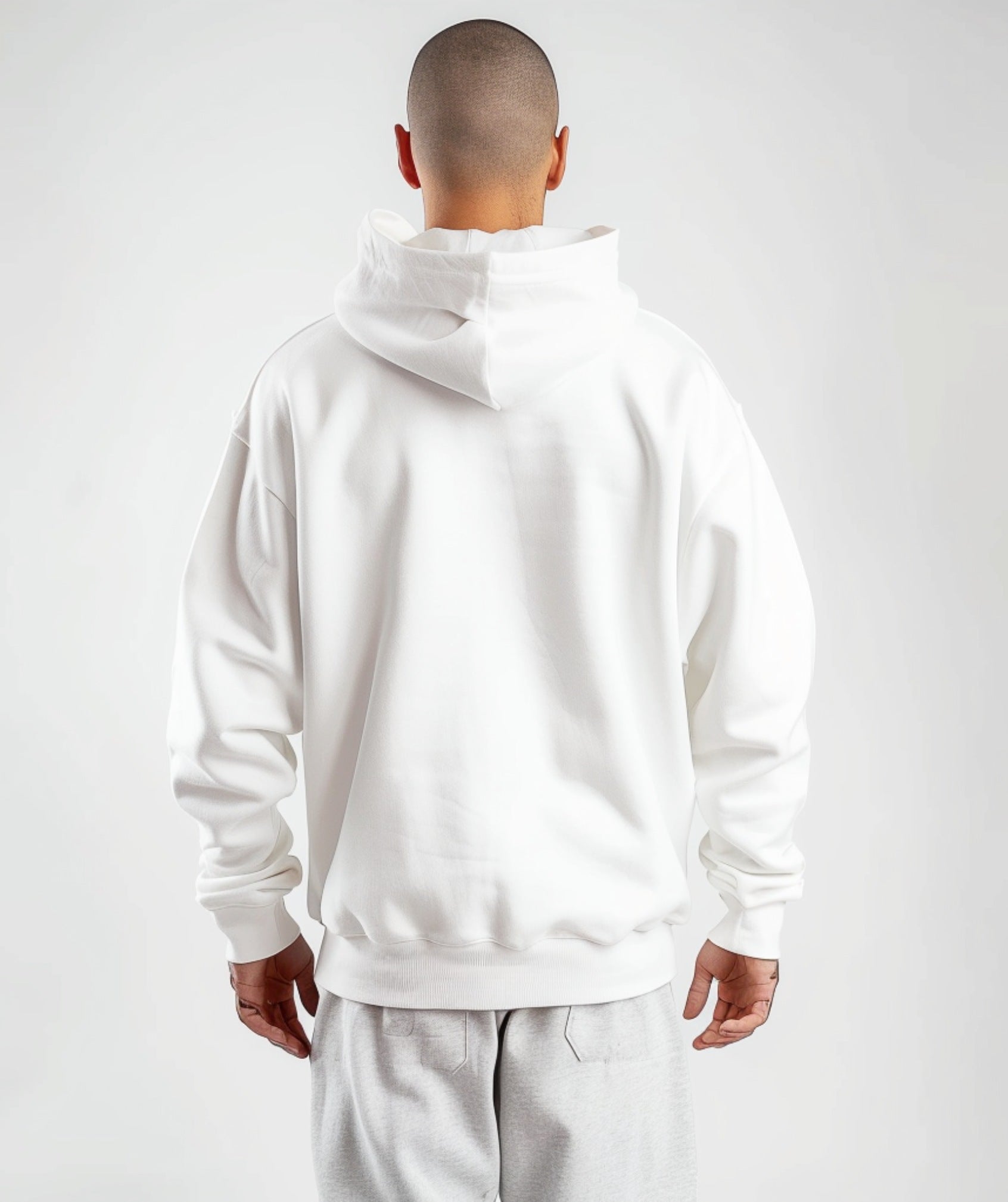 Apex™ white Comfort Hoodie back view - high-performance sweatshirt