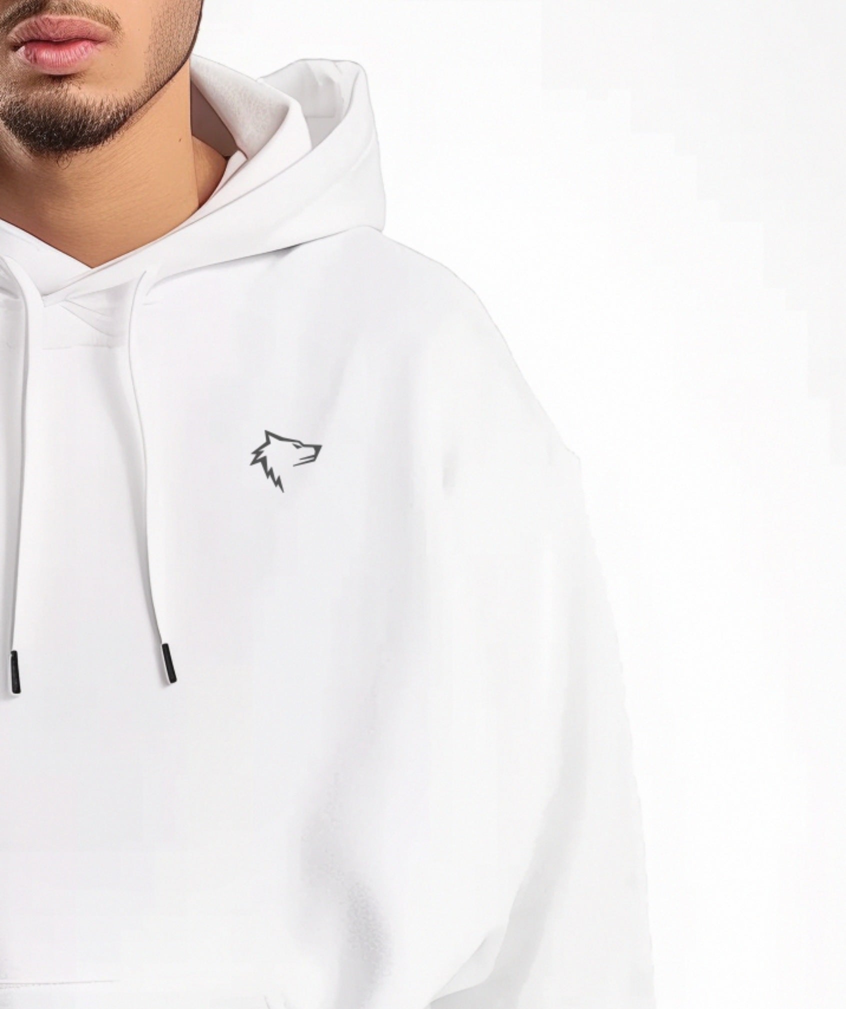 Apex™ white Comfort Hoodie side view - eco-friendly activewear