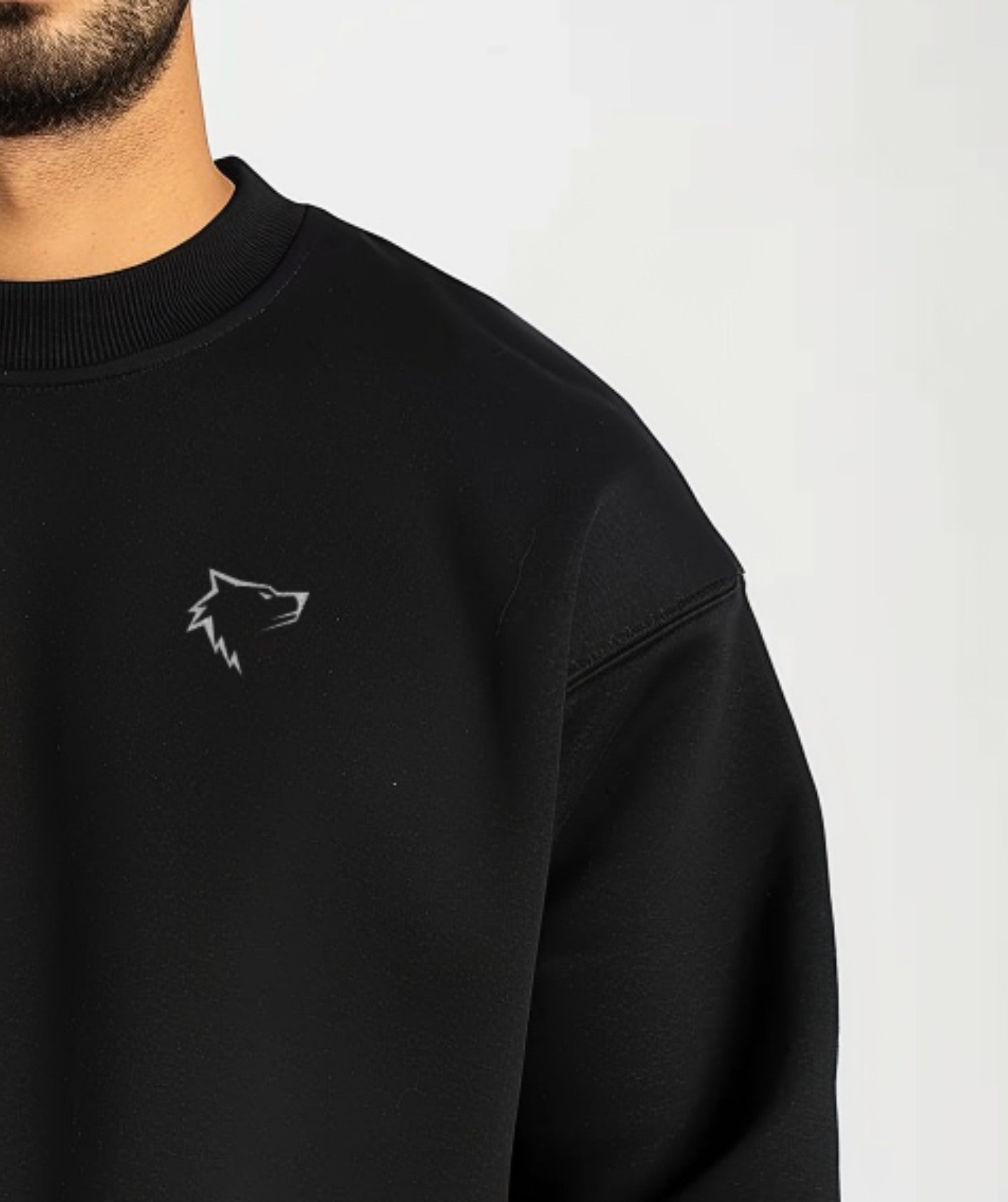 Apex™ black Alpha Fix sweatshirt close-up - eco-friendly activewear