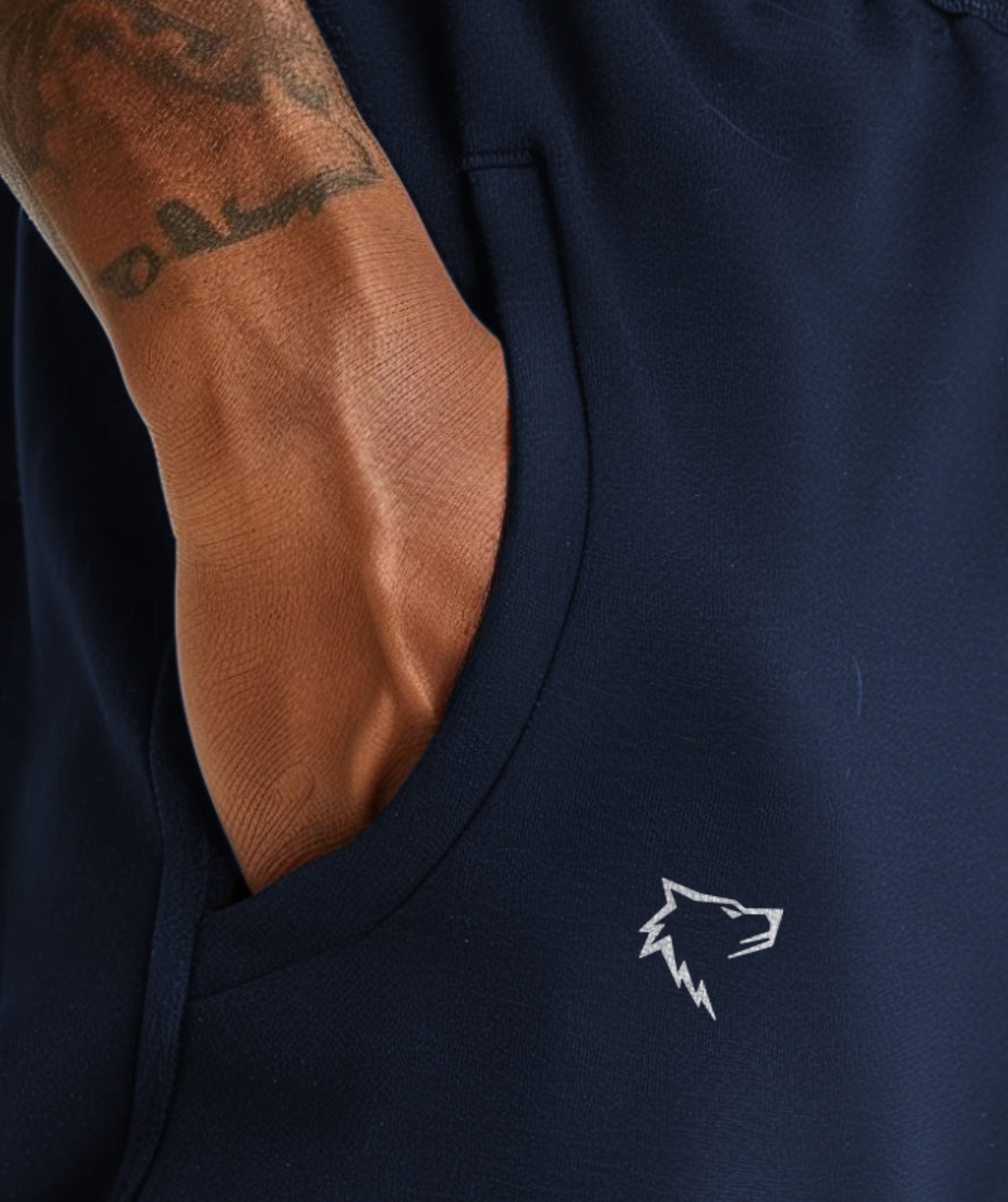 Apex™ royal blue Comfort Pants close-up - detailed look at eco-friendly fabric