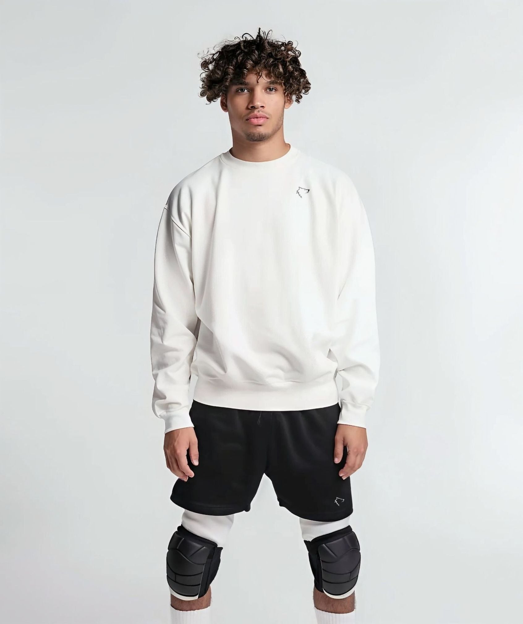 Apex™ white Alpha Fix sweatshirt front view - sustainable long sleeve