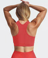 Apex™ red Radiant Bra back view - sustainable activewear