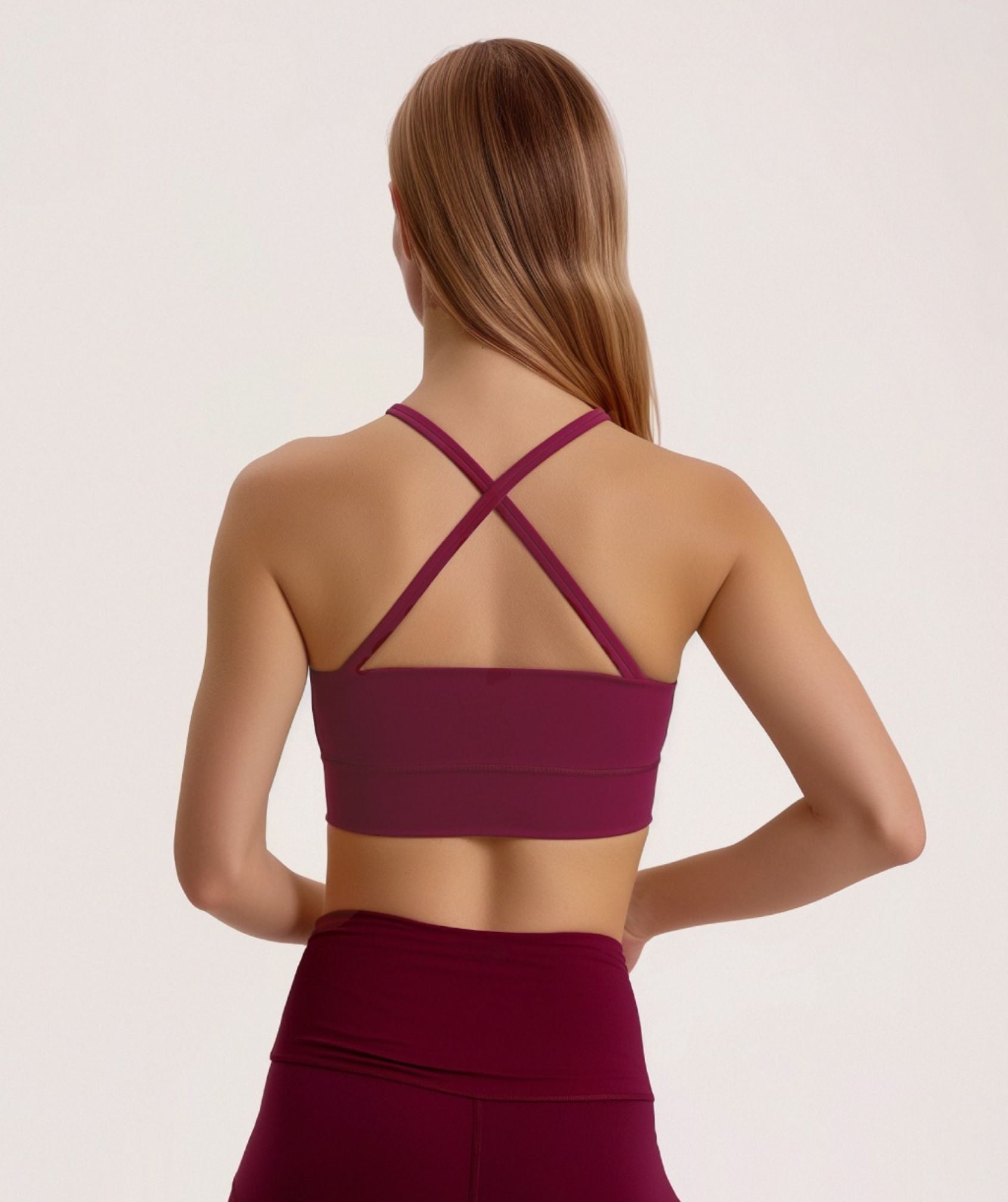Apex™ red Serenity Bra back view - sustainable activewear